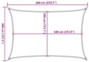 Guarda-sol em PEAD retangular 4 x 6 m branco