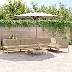 vidaXL 5 pcs móveis de paletes p/ jardim com almofadões acácia maciça
