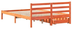 Cama sem colchão 140x190 cm pinho maciço castanho-mel