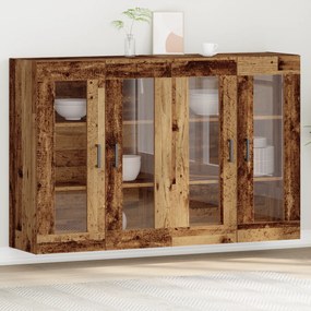 vidaXL Armários Montados na Parede 2 pcs Madeira Velha 69,5x34x90 cm Madeira de Engenharia