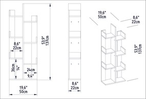 Estante Luisa – Branco – 50 cm x 22 cm x 137 cm