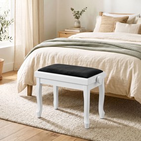 Banco de piano 61,5 L x 33 P x 45-56 A cm ajustável em altura de 45 a 56 cm, banco de teclado, assento almofadado em veludo, branco
