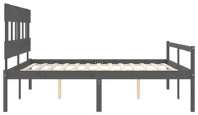 Estrutura de cama com cabeceira 200x200 cm madeira maciça cinza