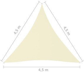 Para-sol est. vela tecido oxford triang. 4,5x4,5x4,5m cor creme