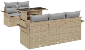 Conjunto de Sofá de Jardim vidaXL de 6 Peças com Almofadas Bege Rattan