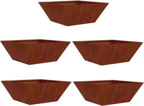 vidaXL Vaso de Jardim 5 pcs Ferro Enferrujado 40 x 40 x 15 cm