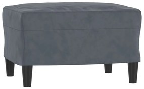 Poltrona com apoio de pés 60 cm veludo cinzento-escuro