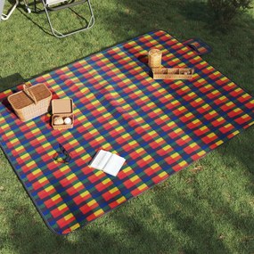 vidaXL Manta de piquenique dobrável 200x150 cm veludo xadrez multicor