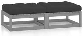Apoio de pés para jardim com almofadões 2 pcs pinho maciço