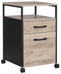 Armário de arquivo VASAGLE com 2 gavetas, armário de arquivo de escritório com rodinhas, compartimento aberto, estrutura de aço, estilo industrial, cinza e preto OFC071B02
