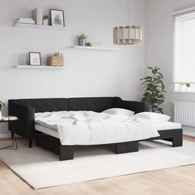 vidaXL Sofá-cama com gavetão 100x200 cm tecido preto
