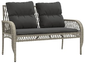 4 pcs conj. sofás jardim c/ almofadões vime PE cinzento-claro