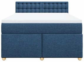 Cama com molas/colchão 160x200 cm tecido azul