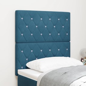 Cabeceira vidaXL com Botão de Cristal Tufted Azul Escura 80 cm Veludo,