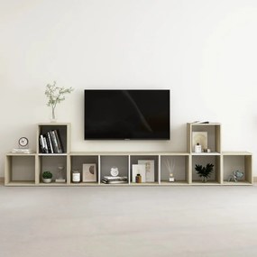 vidaXL 5 pcs conjunto móveis de TV derivados madeira branco/sonoma