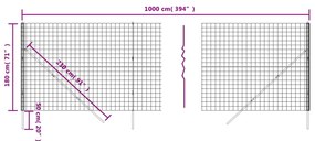 Cerca de malha de arame 1,8x10 m aço galvanizado verde