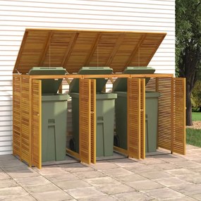 vidaXL Abrigo triplo p/ caixote do lixo 210x89x117 cm acácia maciça