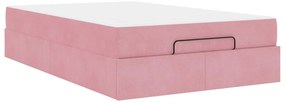 vidaXL Estrutura da Cama com colchão Rosa 140 x 190 cm Veludo