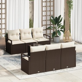 Conjunto de Sofás de Jardim vidaXL de 7 peças com Almofadas Castanho d
