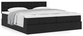 Estrutura de cama otomana com colchões pele artificial preta