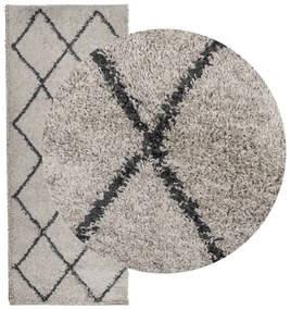 Tapete shaggy de pelo alto PAMPLONA 80x200 cm bege e antracite