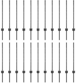 Postes de Cerca Prateados 22 pcs Cinzeto 50 x 0,8 m Metal