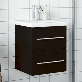 Armário de casa de banho com lavatório embutido preto