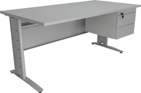Secretária 1400x800 mm com Bloco de Gavetas Suspenso em Chapa - Soho