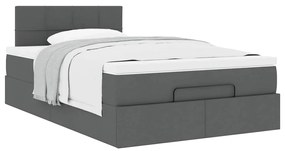 Cama otomana com colchão 120x200 cm tecido cinzento escuro