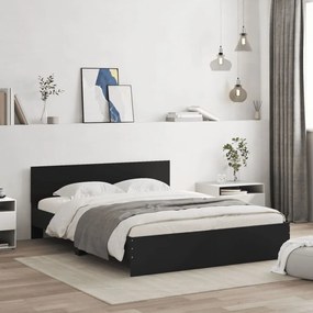 Estrutura de cama com LED sem colchão 150x200 cm preto