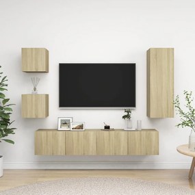 5pcs conjunto de móveis de TV derivados madeira carvalho sonoma