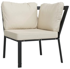 9 pcs conjunto lounge de jardim aço c/ almofadões areia