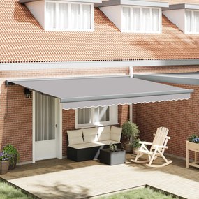 vidaXL Toldo Retrátil Manual Cinzento-claro 4 ×3 m lona