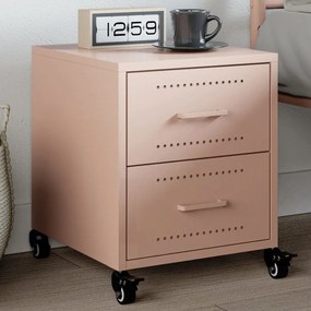 vidaXL Mesa de cabeceira 36x39x43,5 cm aço rosa