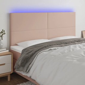 Cabeceira cama c/ LED couro artif. 200x5x118/128 cm cappuccino