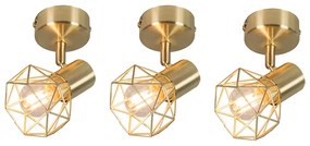 Conjunto de 3 focos Art Deco em latão giratórios e inclináveis - Mosh Moderno