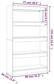 Estante/divisória 80x30x135cm derivados madeira cinzento sonoma