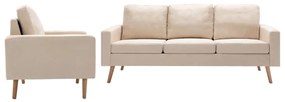 vidaXL 2 pcs conjunto de sofás tecido cor creme