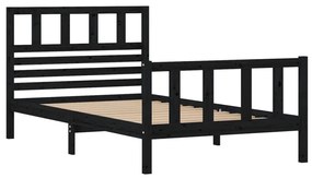 Estrutura de cama 100x200 cm madeira maciça preto