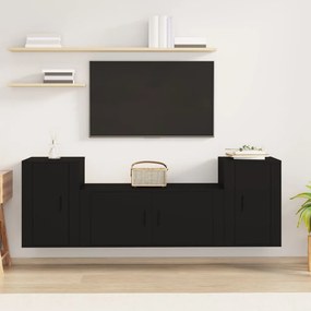 vidaXL Conjunto móveis de TV 3 pcs madeira processada preto