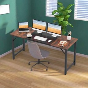 Mesa de escritório 160 x 60 cm Estrutura metálica para conferências, escritório, Castanho e preto