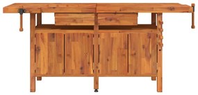 Bancada de trabalho + gavetas/tornos 192x62x83 cm acácia maciça
