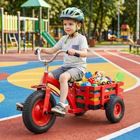 Triciclo Infantil, 117 x 55 x 68 cm, Assento e Guiador Ajustáveis, Vermelho