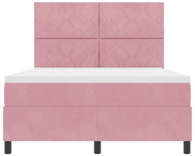 Cama Box com Colchão vidaXL Rosa 160x200 cm Veludo