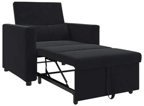 Sofá-cama Conversível 3 em 1 Veludo Preto