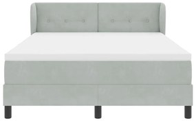 Cama Box Spring vidaXL com Colchão Cinzento-claro 160x200 cm Veludo