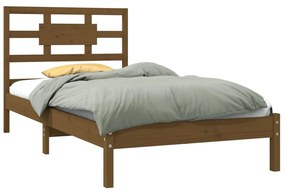 Estrutura de cama 100x200 cm madeira maciça castanho mel