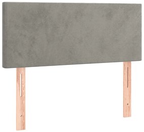 Cama boxspring com colchão 120x190 cm veludo cinzento-claro