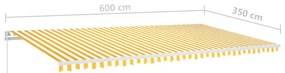 Toldo retrátil manual com LED 600x350 cm amarelo e branco