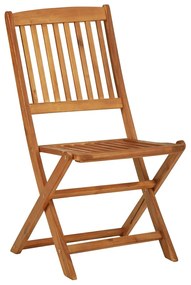 3 pcs conjunto jantar dobrável p/ jardim madeira acácia maciça